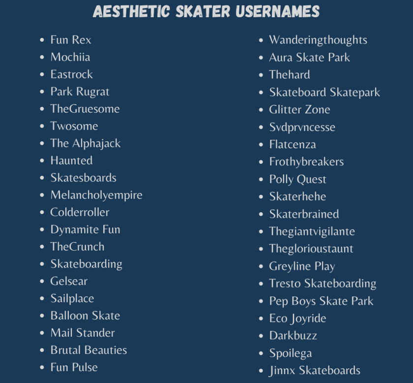 Aesthetic Skater Usernamesv