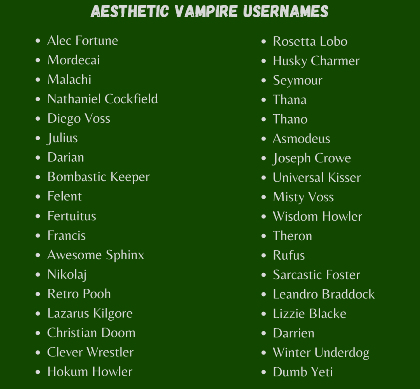 Aesthetic Vampire Usernames