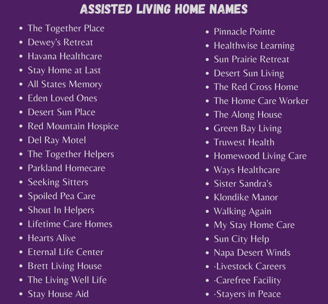 Assisted Living Home Names