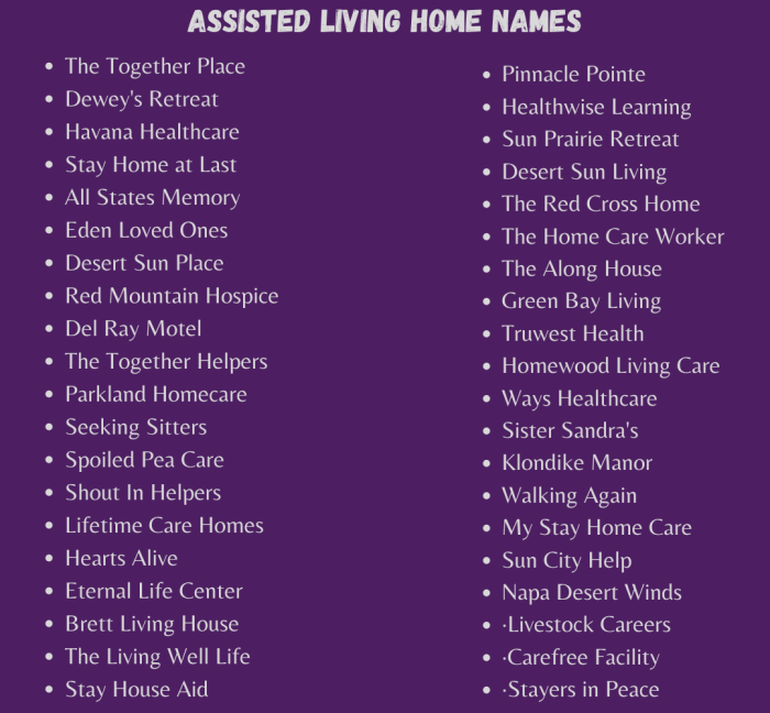 Assisted Living Home Names