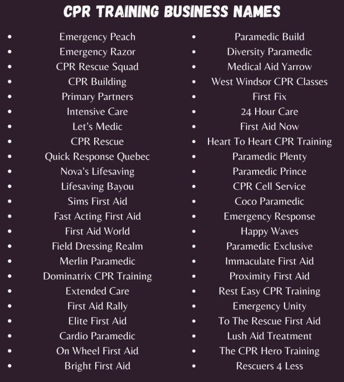 CPR Training Business Names
