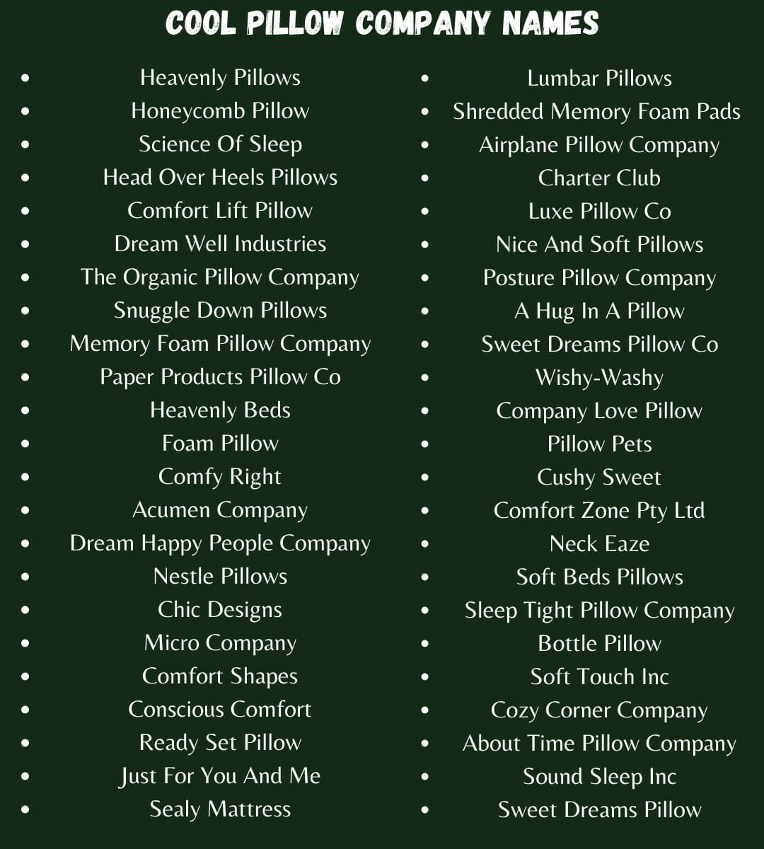 Cool Pillow Company Names
