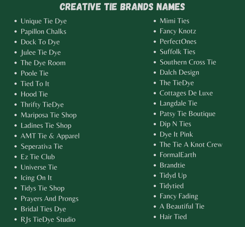 Creative Tie Brands Names
