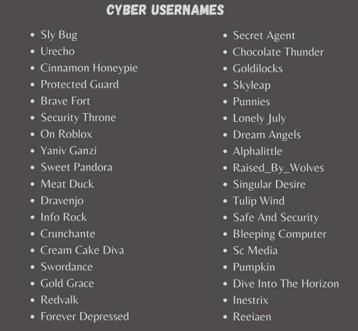 Cyber Usernames