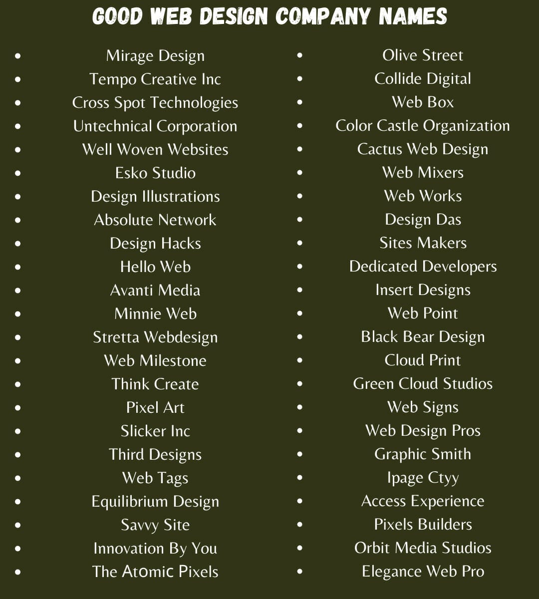 Good Web Design Company Names