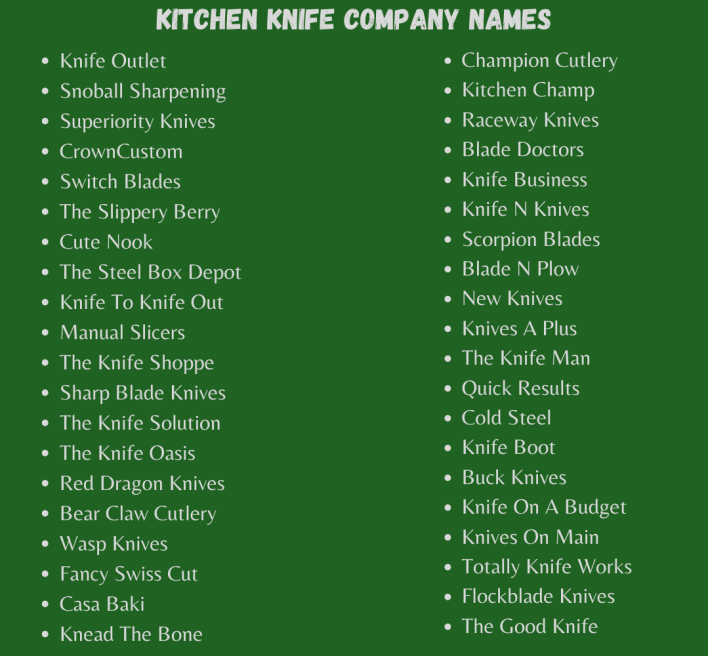 Kitchen Knife Company Names