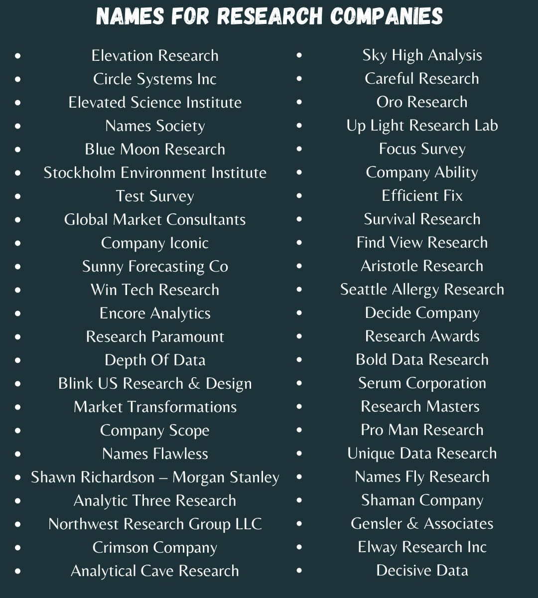 Names For Research Companies