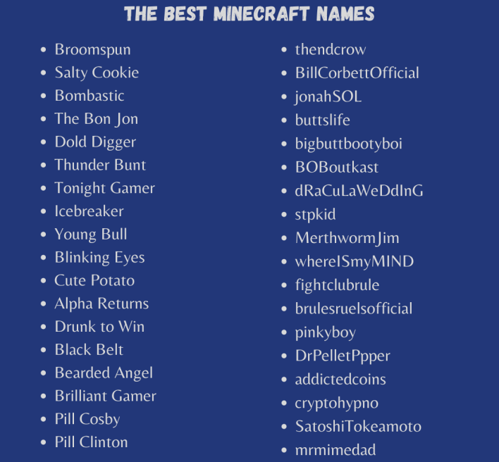 Best Minecraft Names