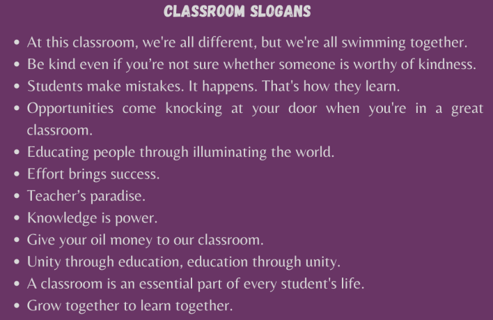 Classroom Slogans