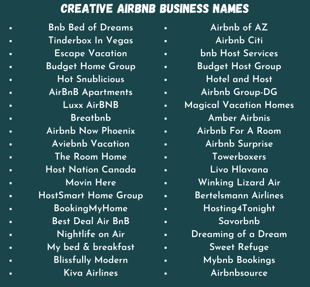Creative Airbnb Business Names