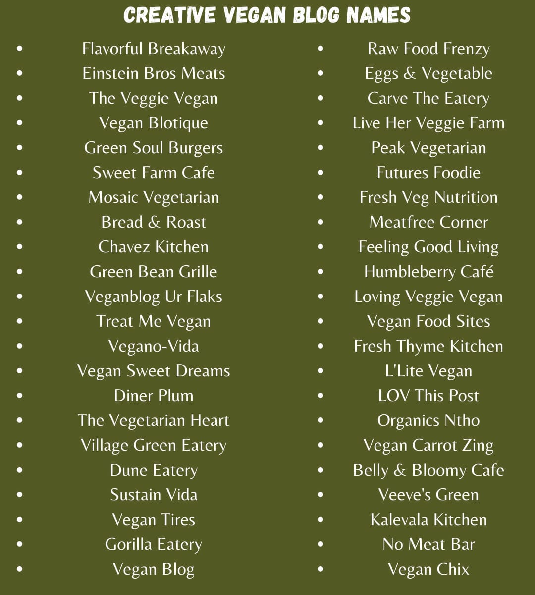 Creative Vegan Blog Names