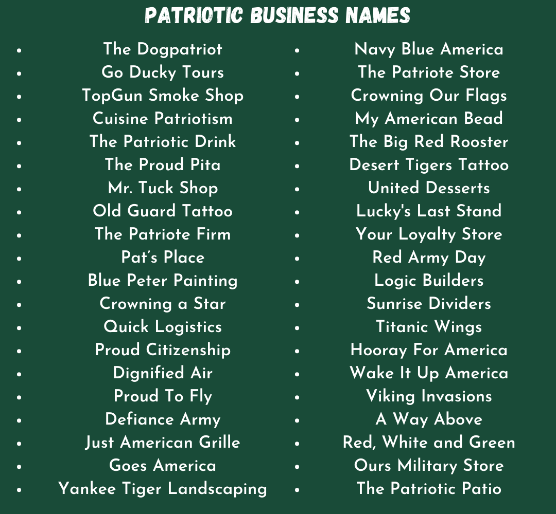 550 Proud & Patriotic Business Names Youll Love (2022)