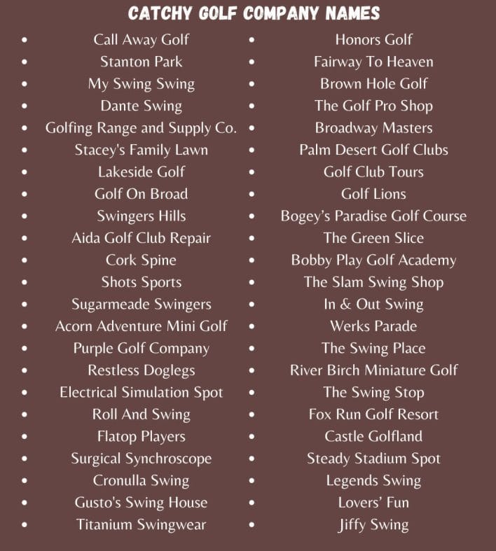 Catchy Golf Company Names