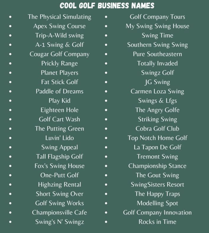 Cool Golf Business Names
