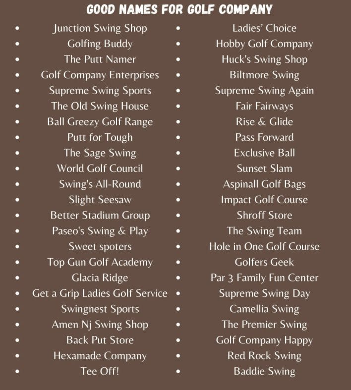 Good Names for Golf Company