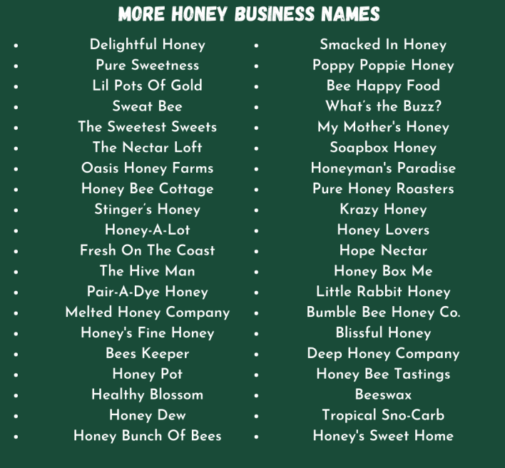Honey Business Names