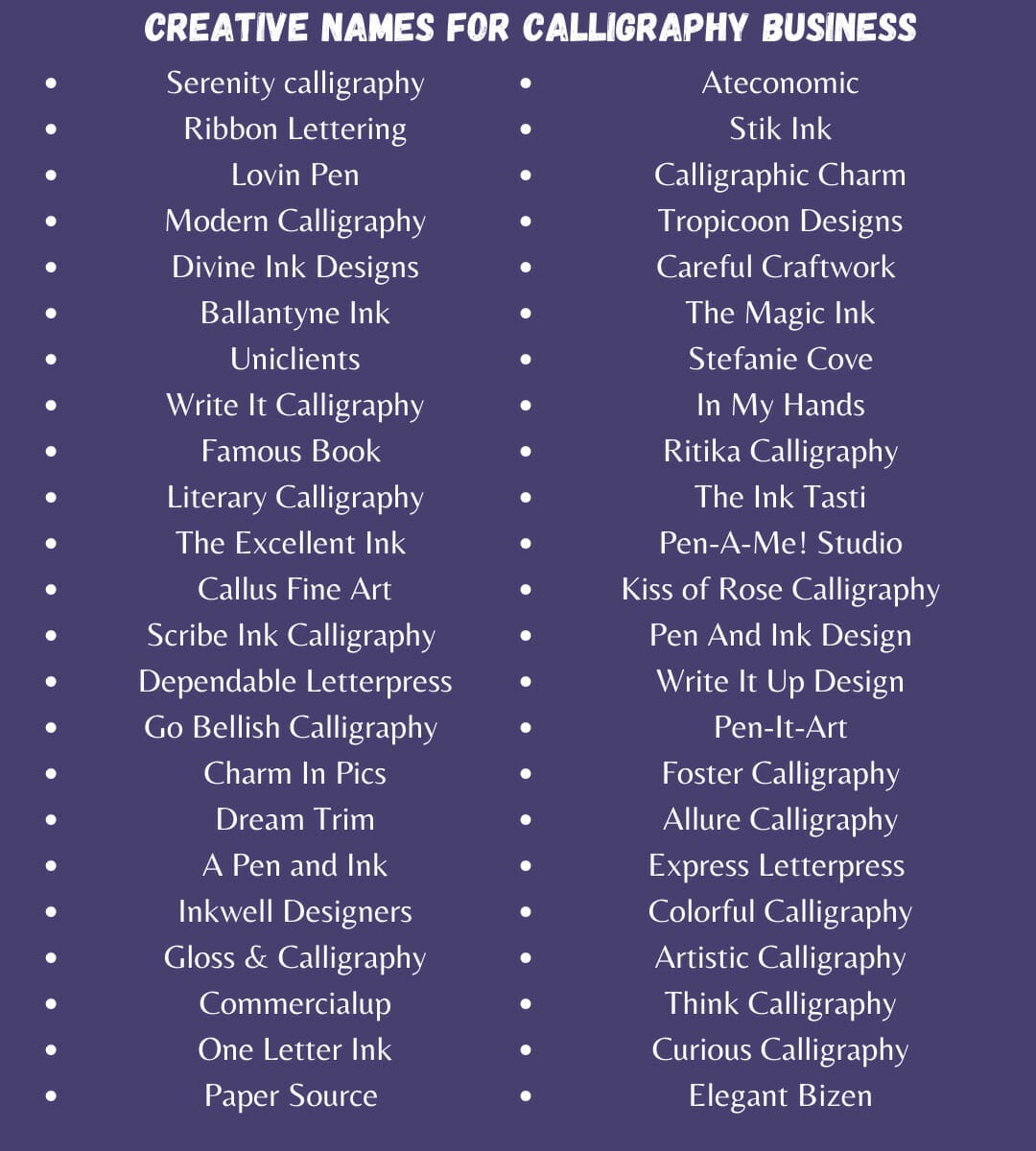 Creative Names for Calligraphy Business