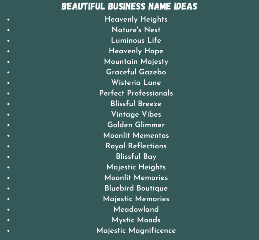 Beautiful Business Name Ideas