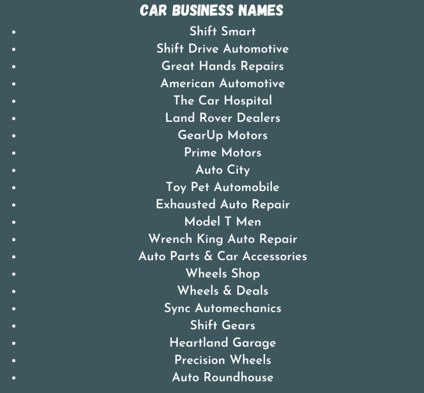 Car Business Names