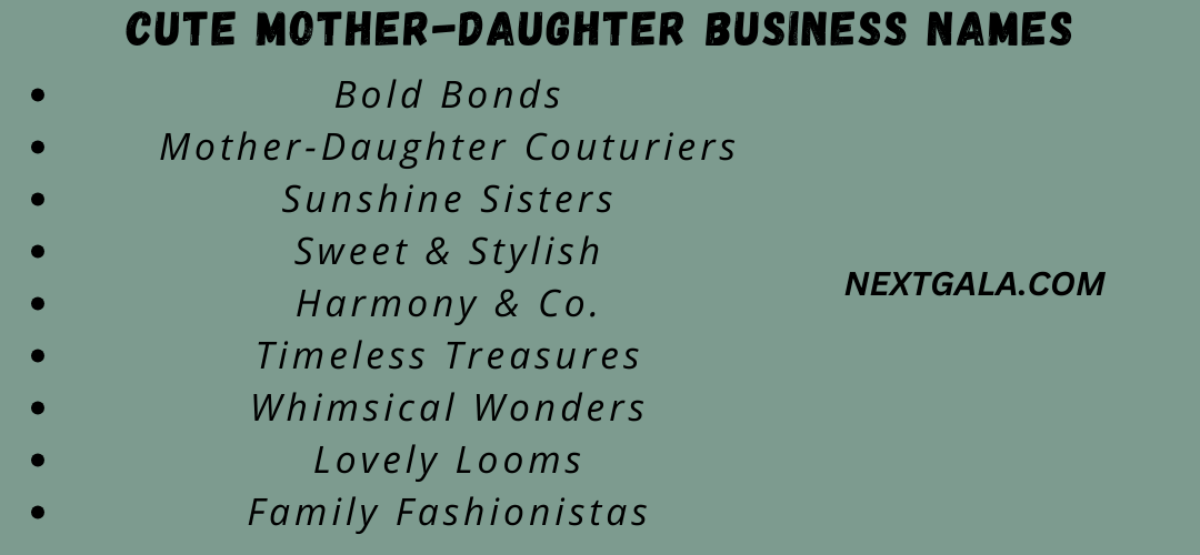 Cute Mother-Daughter Business Names