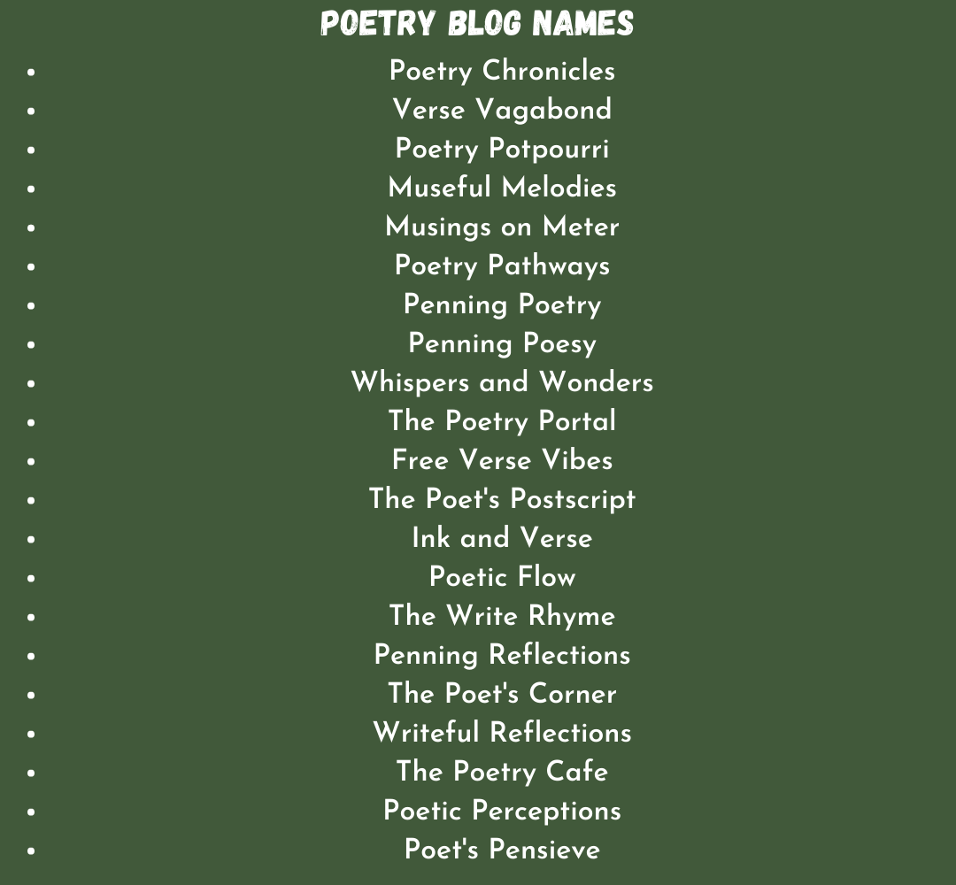 Poetry Blog Names