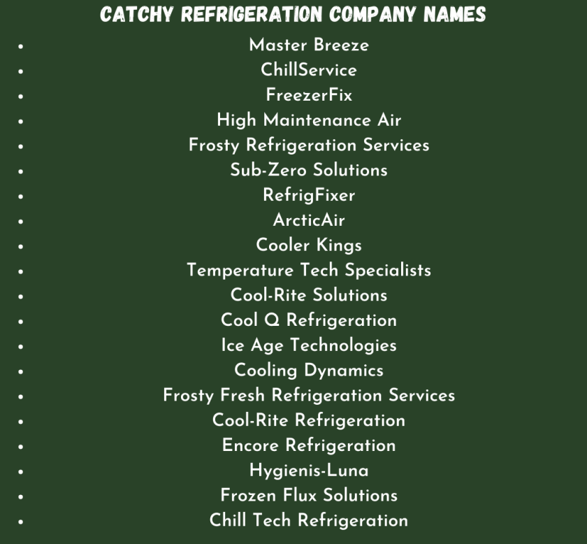 Catchy Refrigeration Company Names