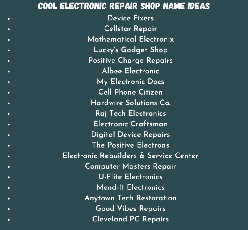 Cool Electronic Repair Shop Name Ideas