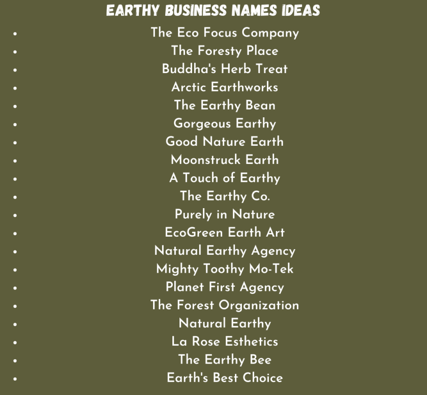 Earthy Business Names Ideas
