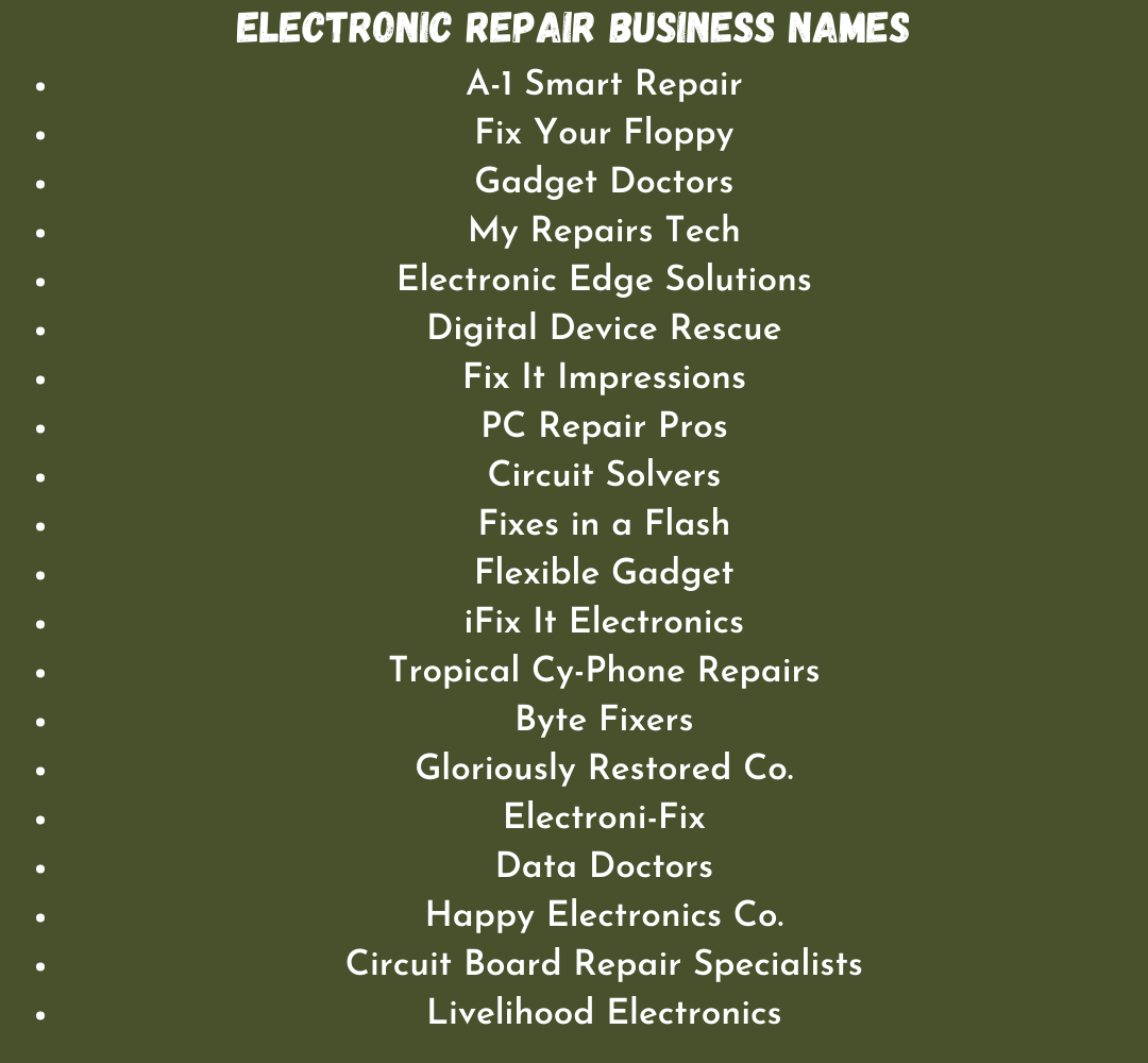 Electronic Repair Business Names