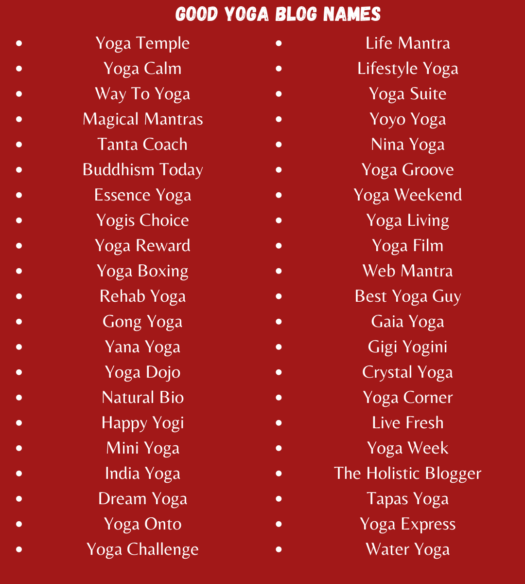 Good Yoga Blog Names