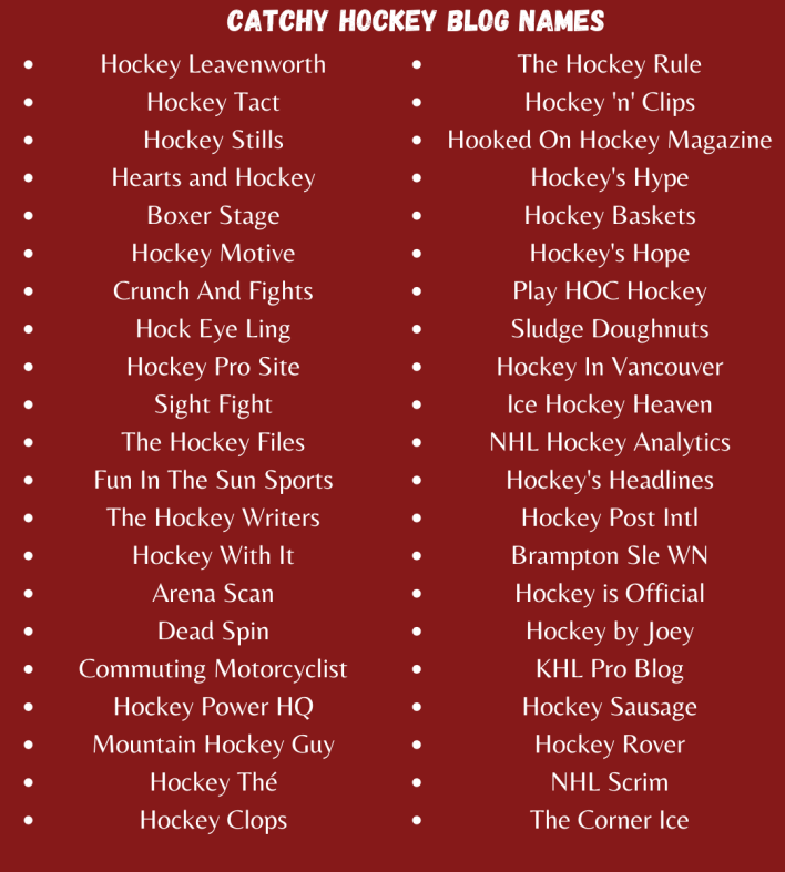 Catchy Hockey Blog Names
