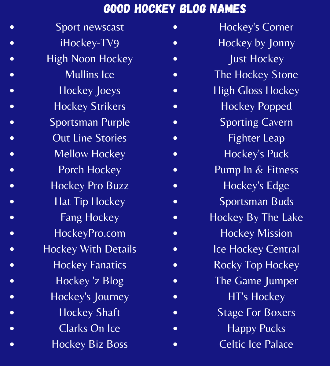 Good Hockey Blog Names