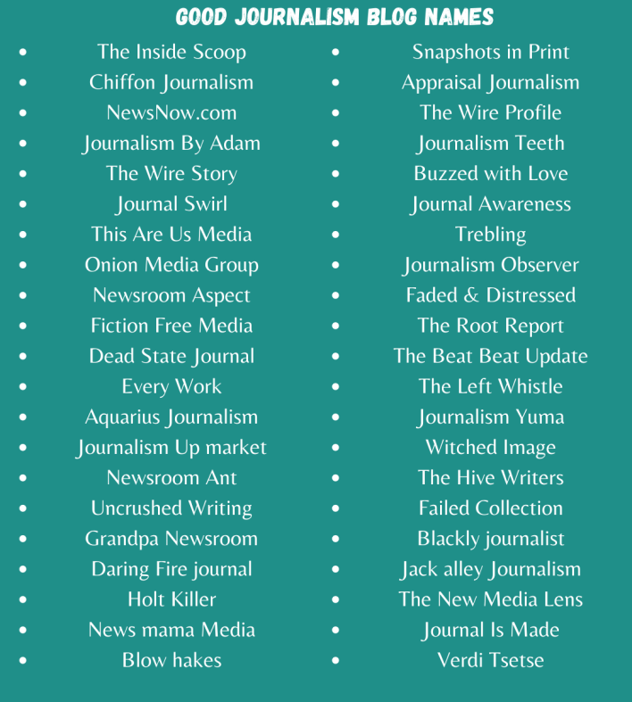 Good Journalism Blog Names