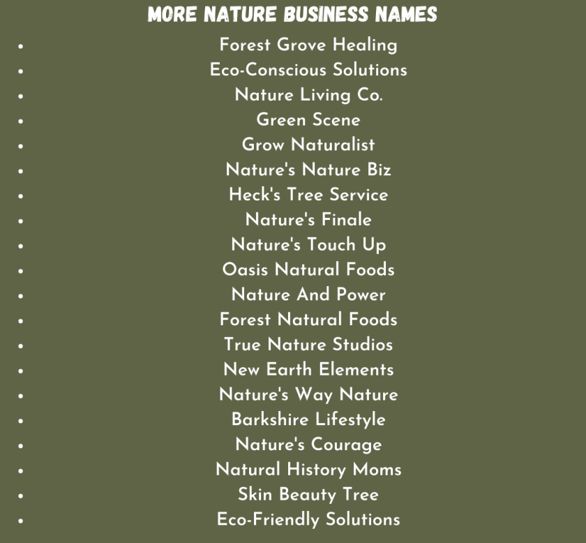 Nature Business Names