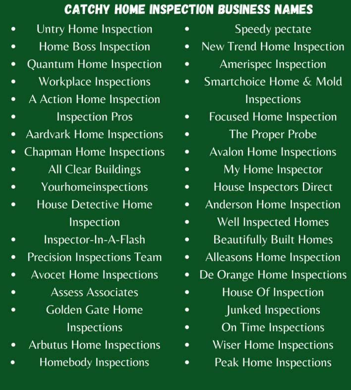 Catchy Home Inspection Business Names