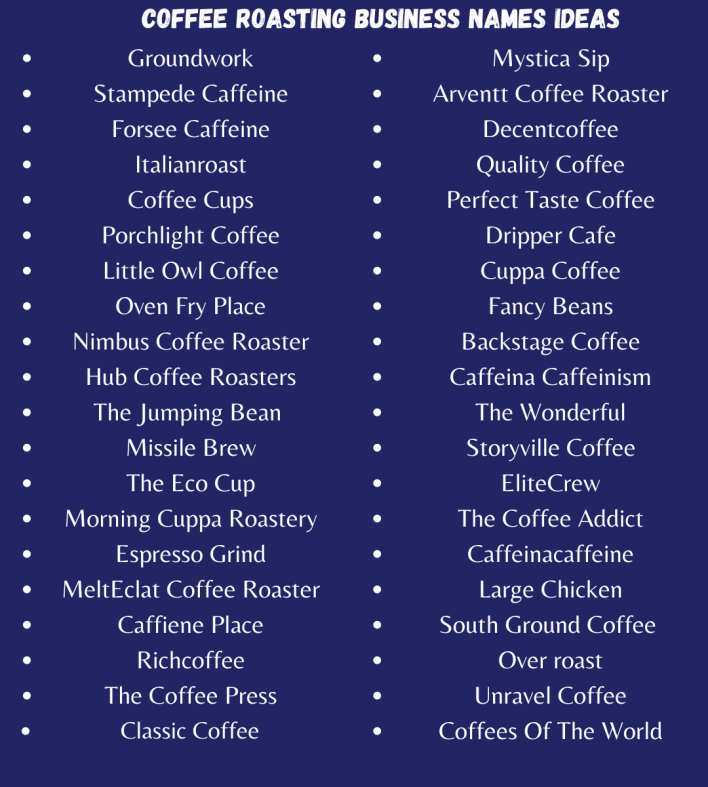Coffee Roasting Business Names Ideas