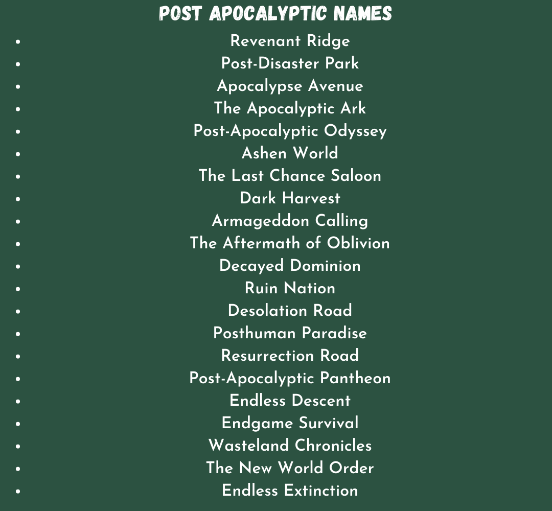 Post Apocalyptic Names