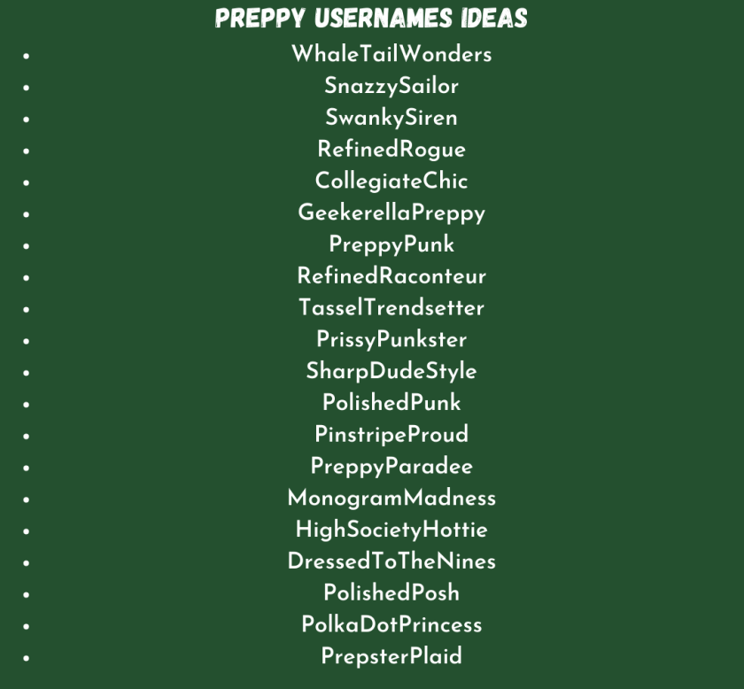 Preppy Usernames Ideas