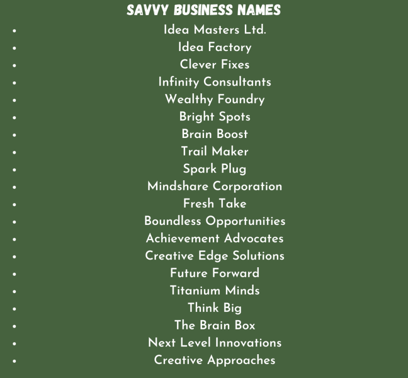 Savvy Business Names
