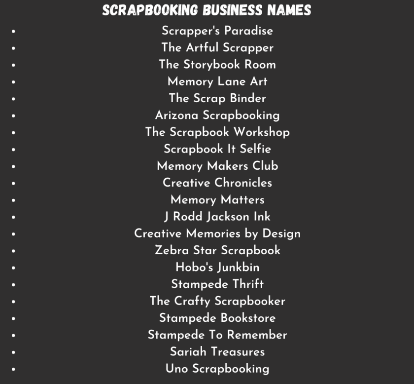 Scrapbooking Business Names