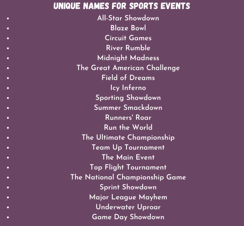 Unique Names for Sports Events