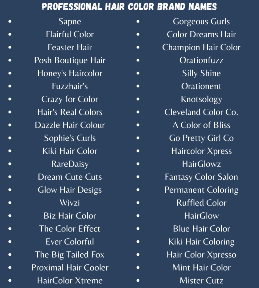 Professional Hair Color Brand Names