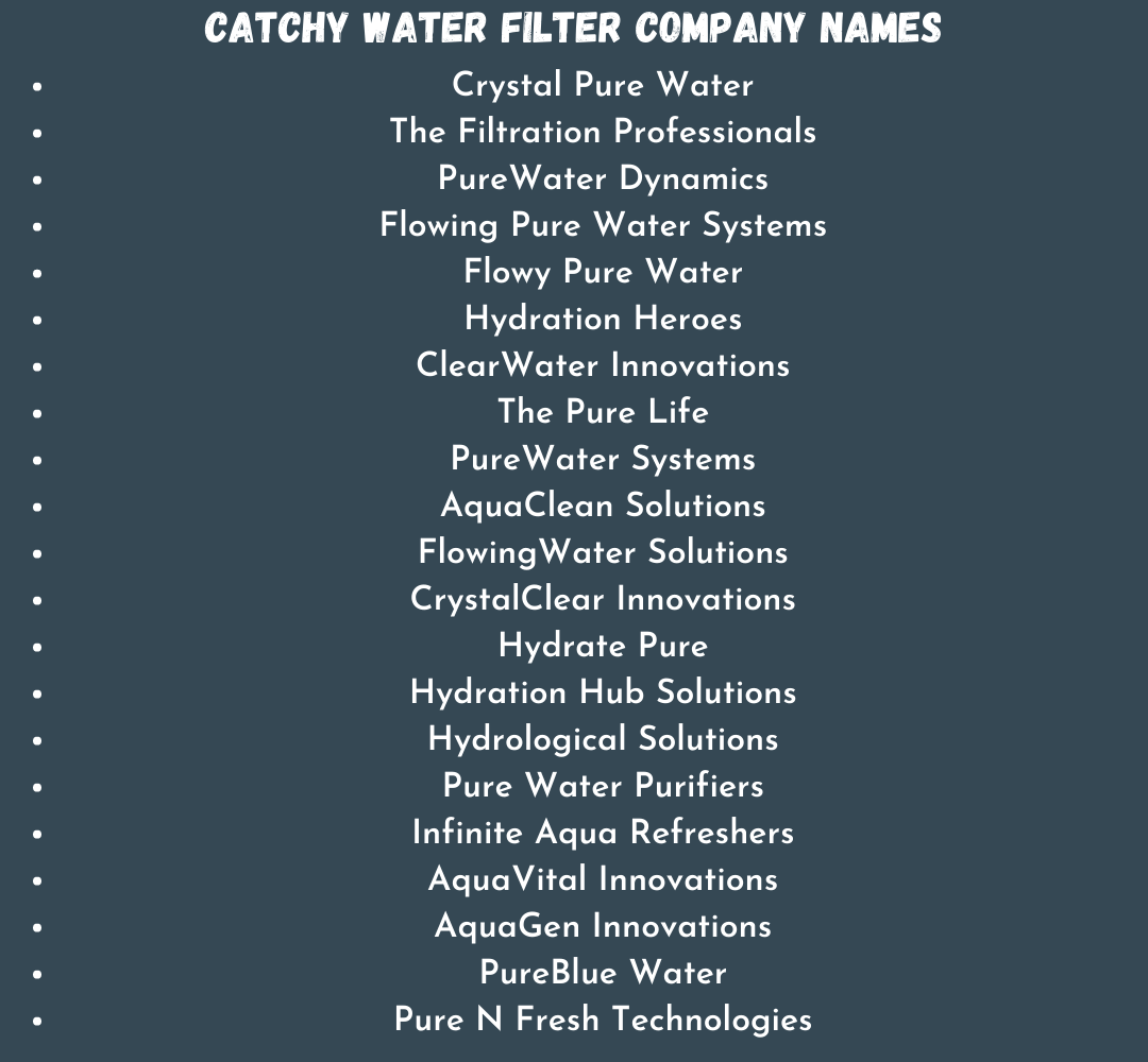 Catchy Water Filter Company Names