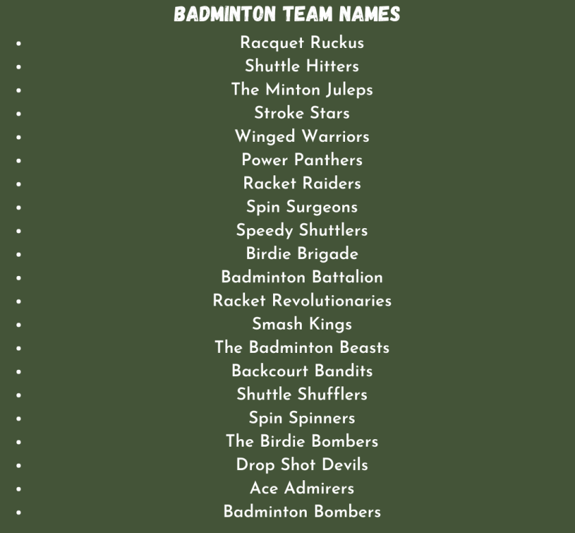 Badminton Team Names