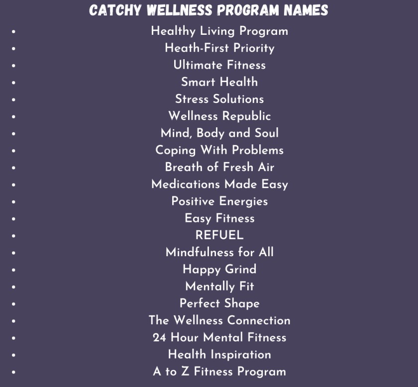 Catchy Wellness Program Names