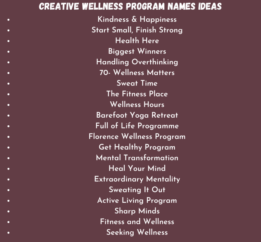 Creative Wellness Program Names Ideas
