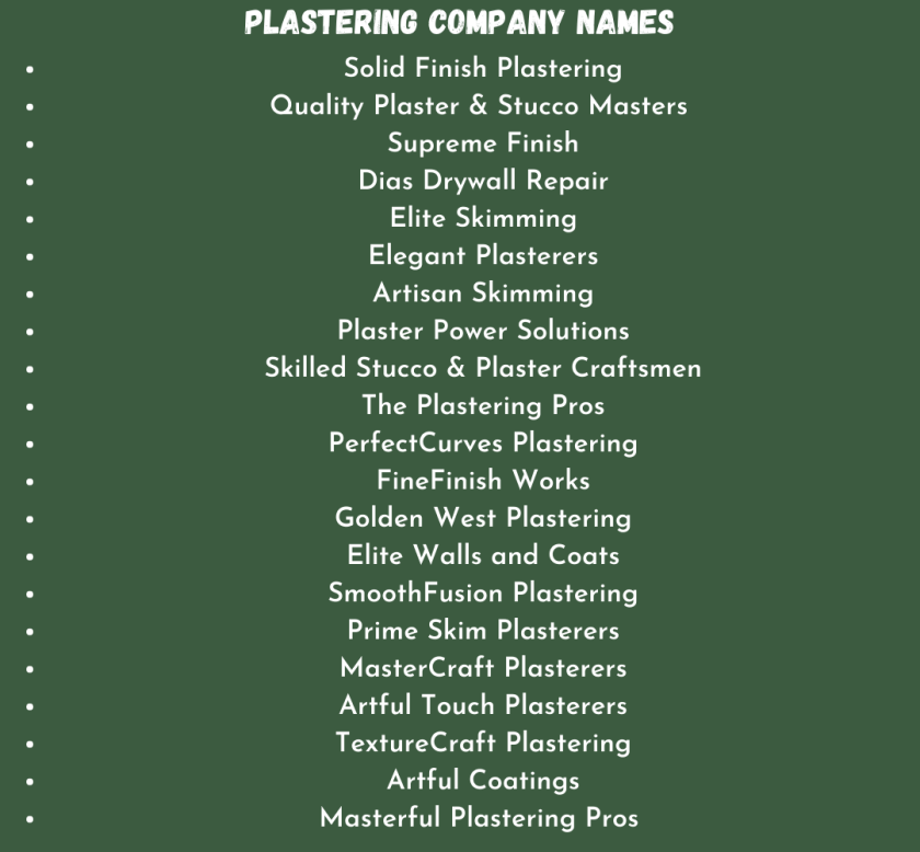 Plastering Company Names
