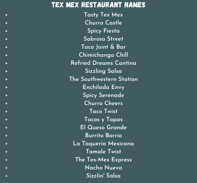 Tex Mex Restaurant Names