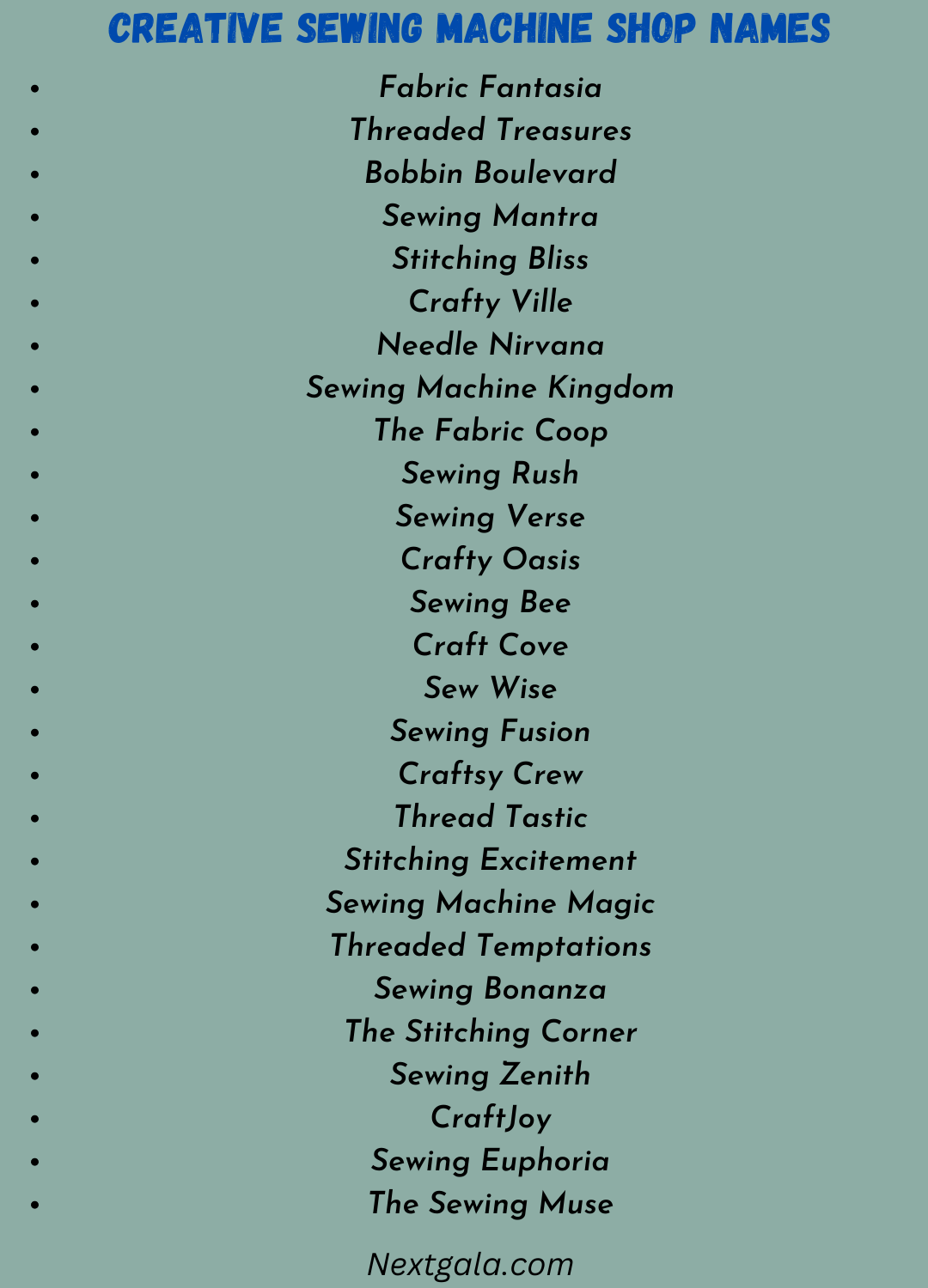 Creative Sewing Machine Shop Names