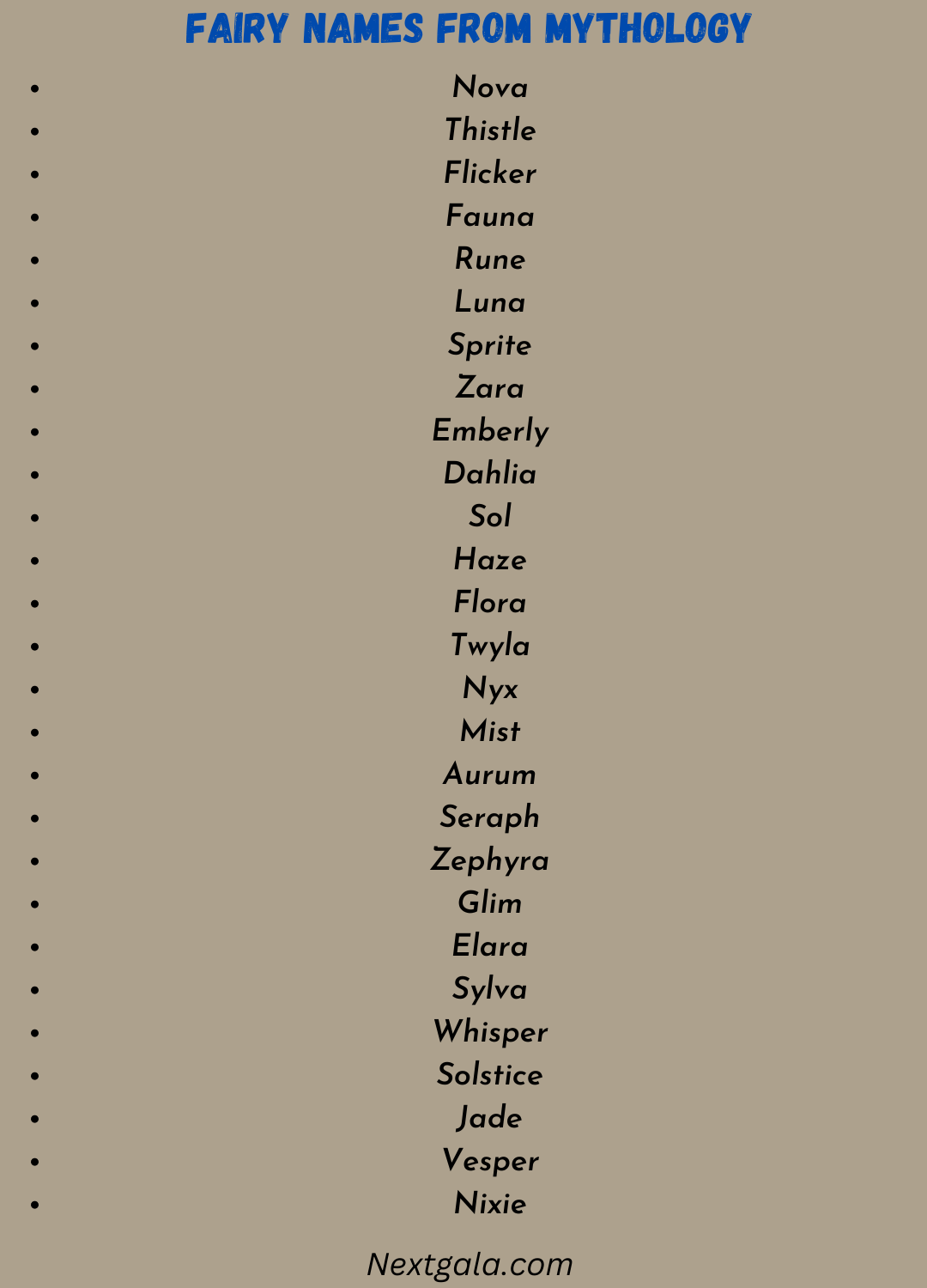 Fairy Names from Mythology